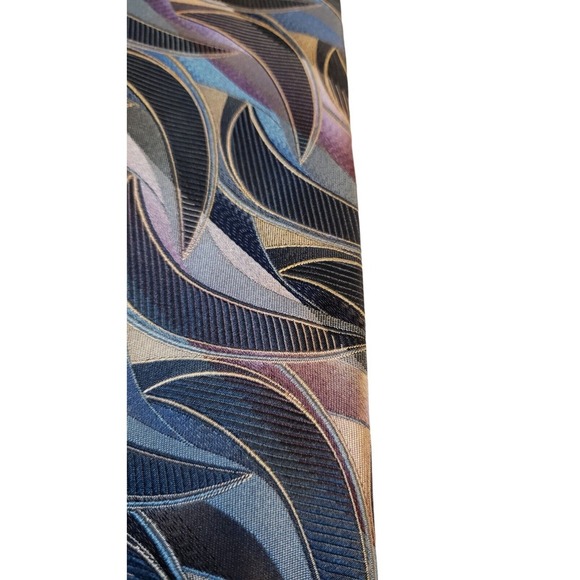 CONCEPTS by Claiborne Men's Silk Necktie Blue Multi Geometric 100% Silk Abstract - Picture 2 of 12